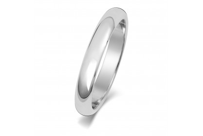 Platinum D Shape 3mm Heavyweight Band